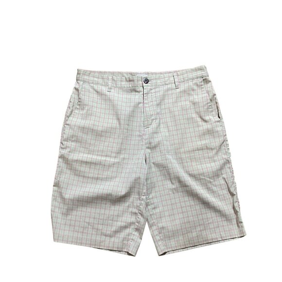 Adidas Mens Plaid Golf Shorts Size 34W Green & Red Checkered Lightweight - Picture 1 of 6